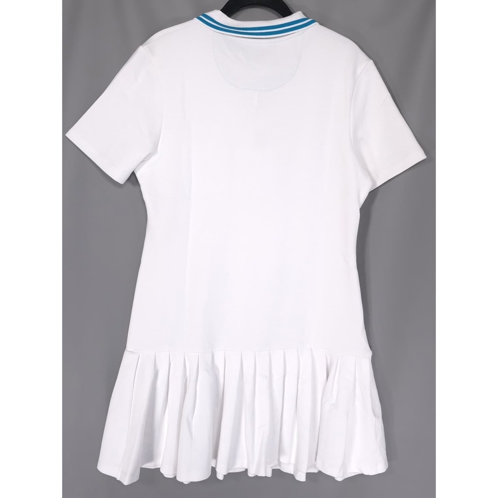 ANTHROPOLOGIE BEACH RIOT Women's New LARGE Minette Dress White Blue Polo Pleated - Picture 7 of 13